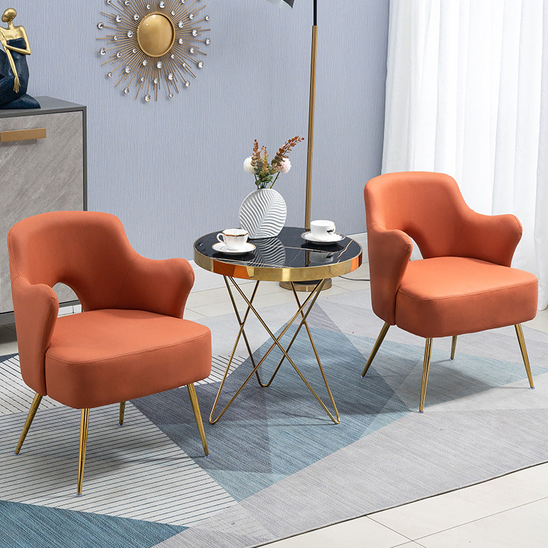 Nordic Fabric Arms Included with Goldtone Legs Fixed Back Accent Armchair