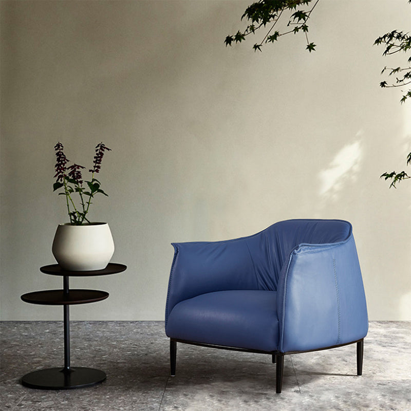 Contemporary PU Leather Arms Included with Black Legs Flared Arms Accent Armchair