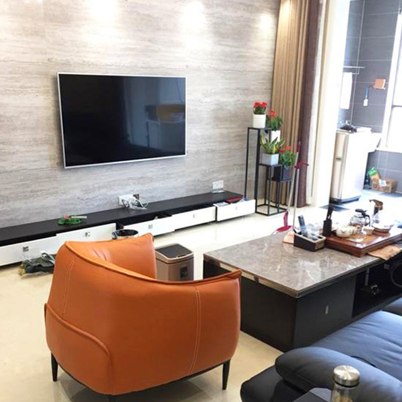 Contemporary PU Leather Arms Included with Black Legs Flared Arms Accent Armchair