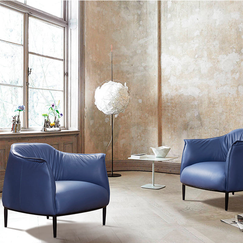 Contemporary PU Leather Arms Included with Black Legs Flared Arms Accent Armchair