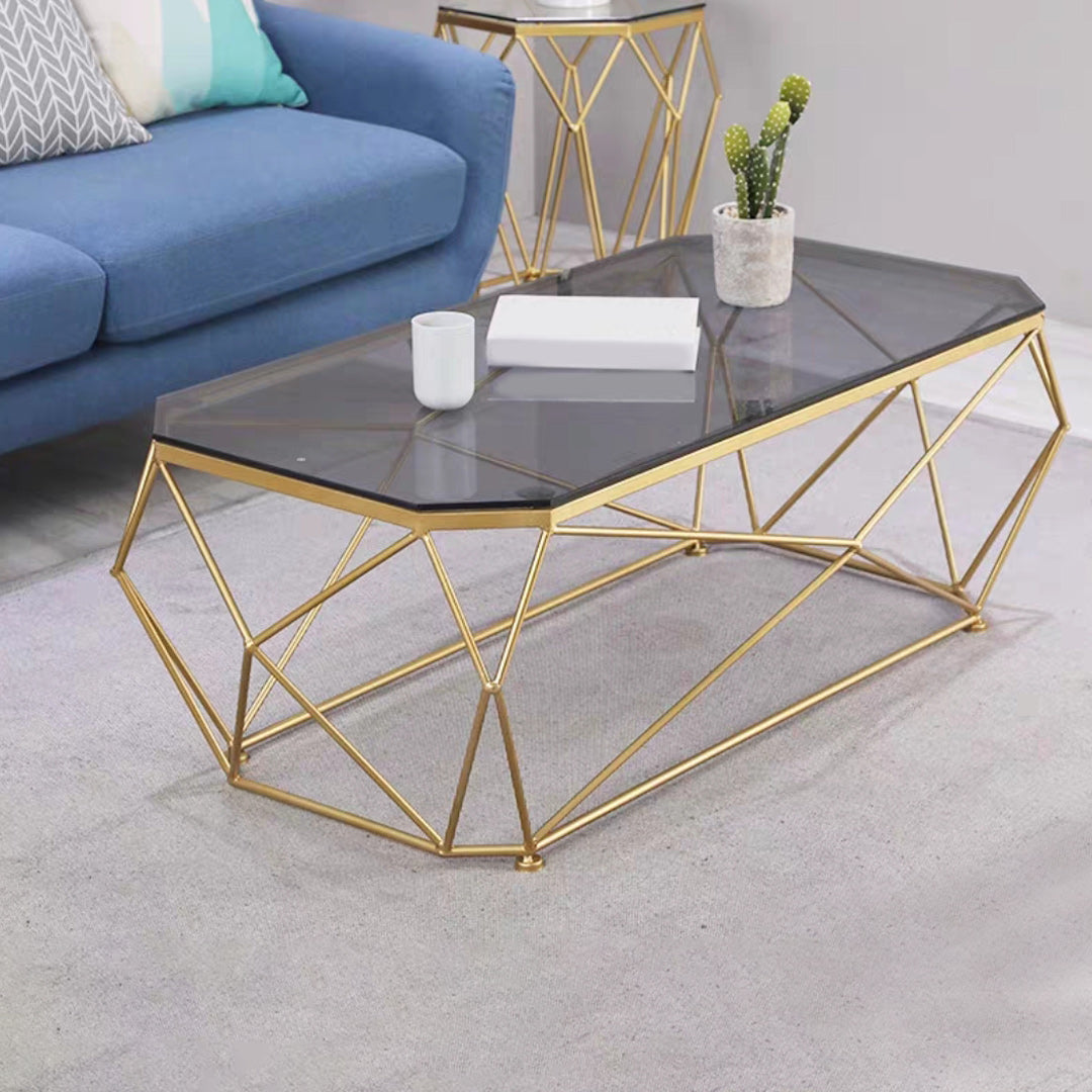Modern Frame Coffee Table Glass Top Cocktail Table for Living Room