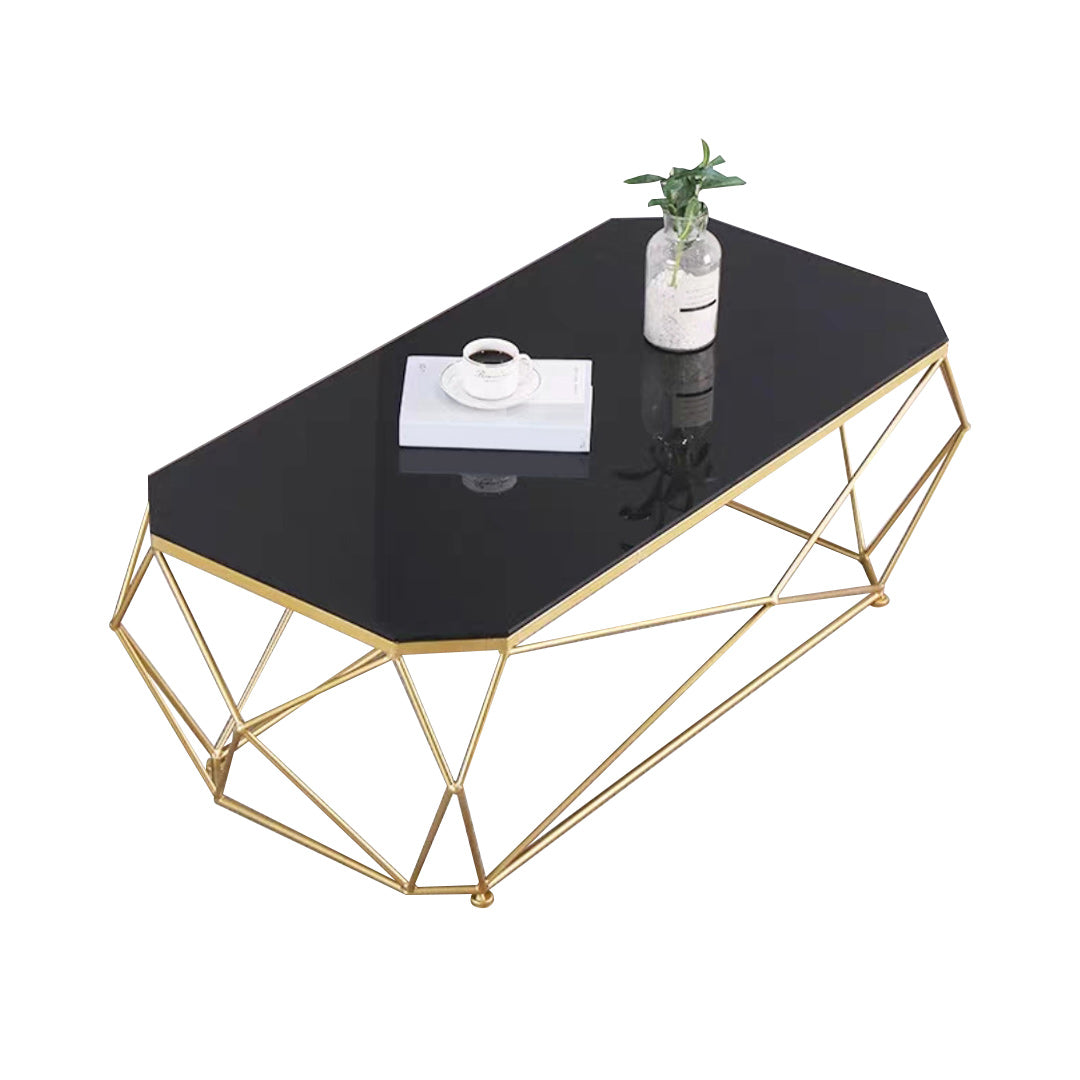 Modern Frame Coffee Table Glass Top Cocktail Table for Living Room