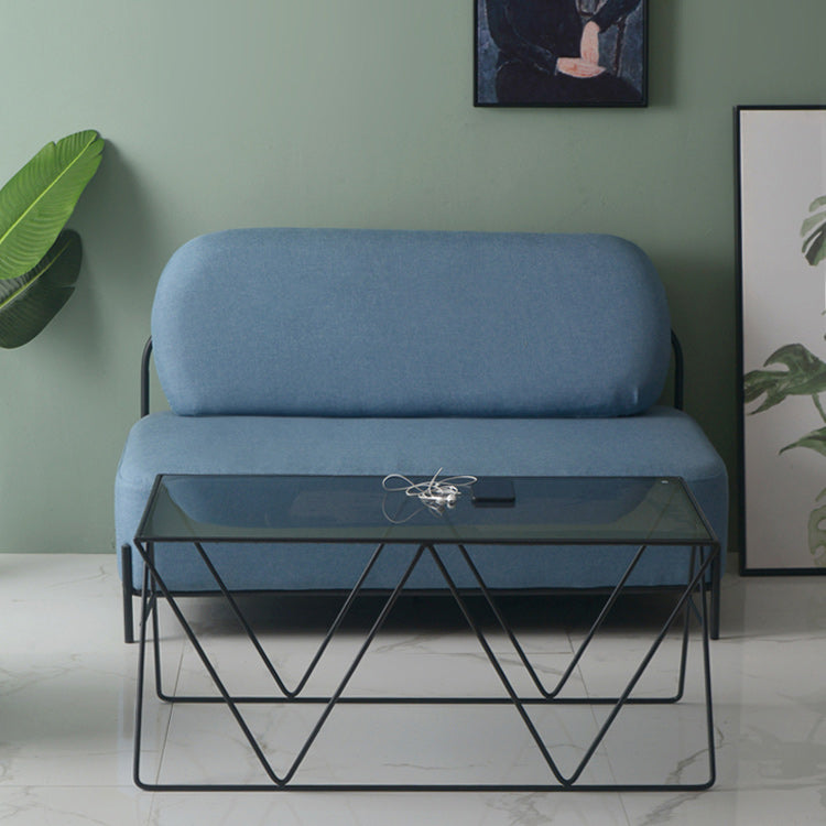 Modern Cross Legs Coffee Table Rectangular Glass Top Cocktail Table for Home