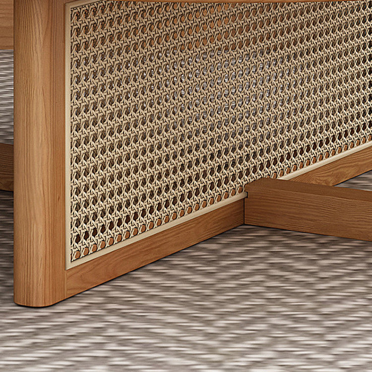 Scandinavian Light Wood Round Coffee Table with Cross Base in Pine Wood