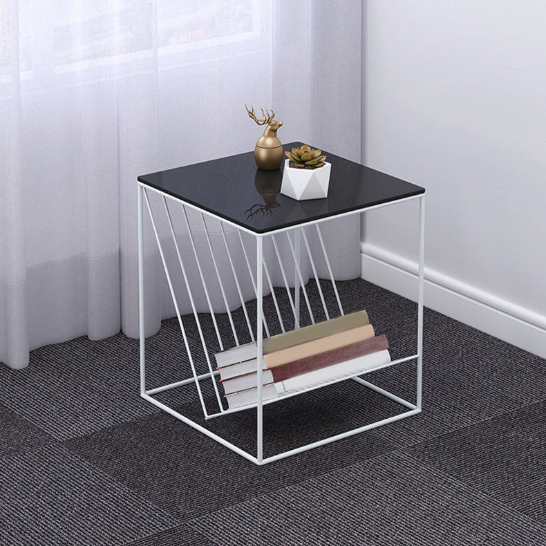 Modern Frame Coffee Table Glass Top Coffee Cocktail Table for Living Room