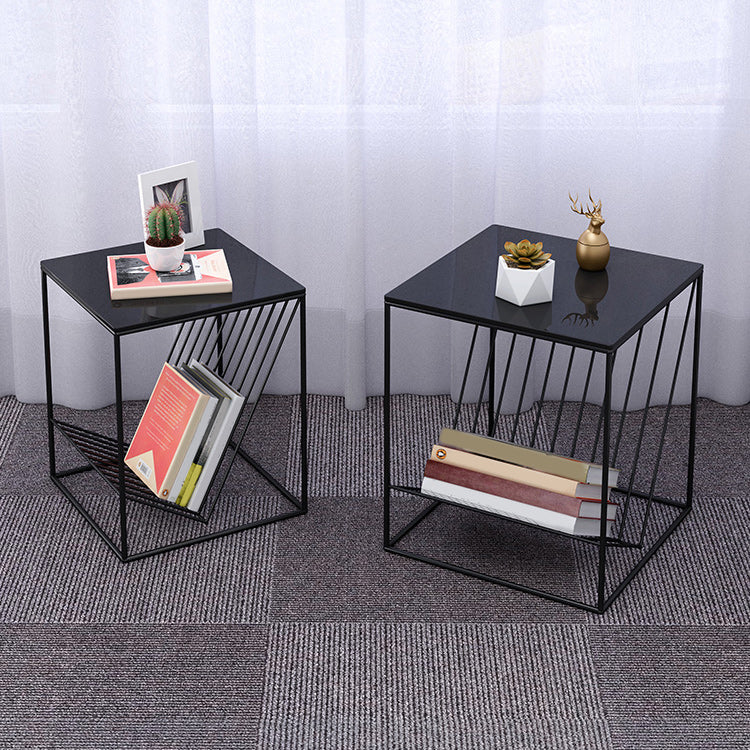 Modern Frame Coffee Table Glass Top Coffee Cocktail Table for Living Room