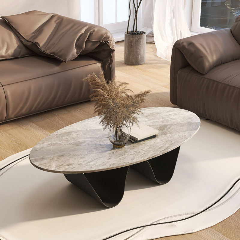 Glam Abstracts Cocktail Table Oval Coffee Cocktail Table for Living Room