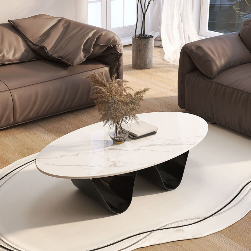 Glam Abstracts Cocktail Table Oval Coffee Cocktail Table for Living Room