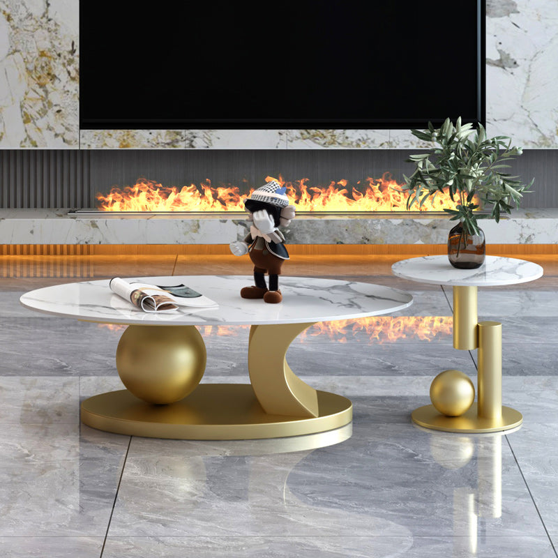 Glam Abstracts Coffee Cocktail Table Oval Cocktail Table for Home