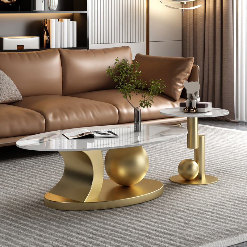 Glam Abstracts Coffee Cocktail Table Oval Cocktail Table for Home
