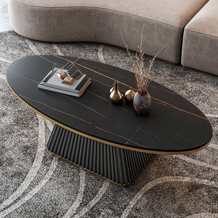 Glam Pedestal Cocktail Table Oval Coffee Cocktail Table for Home