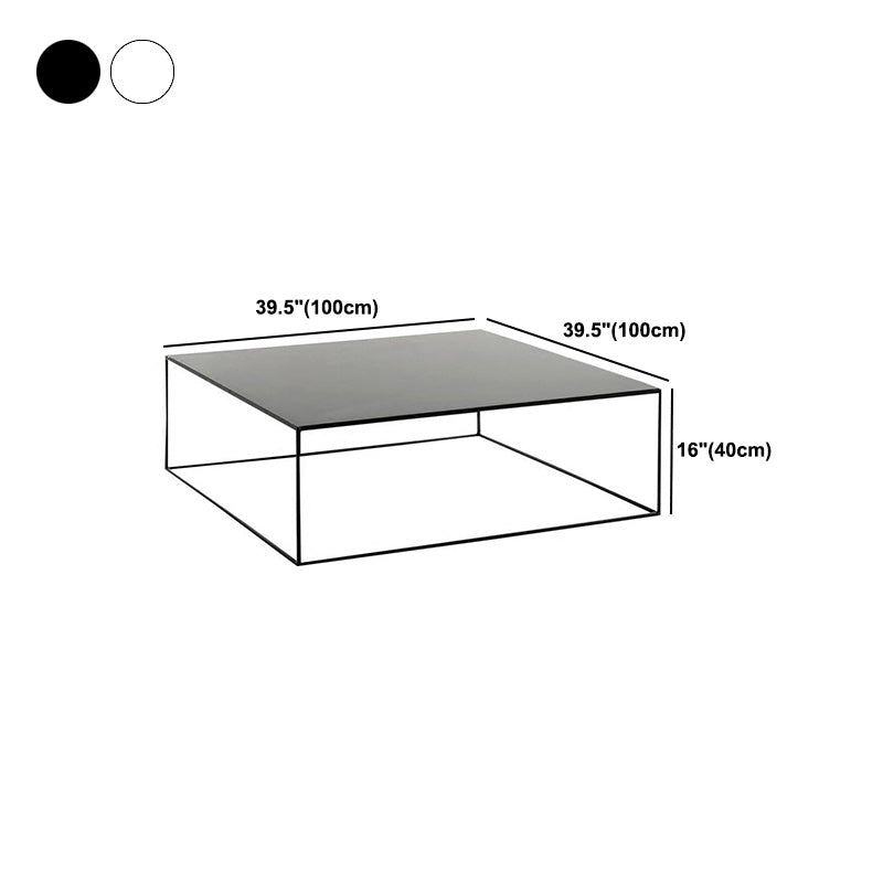 Mid-Century Modern Iron Square Coffee Table with Frame Base Cocktail Table