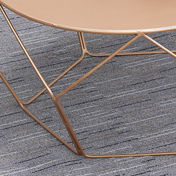 Mid-Century Modern Round Coffee Table with Iron Top and Steel Base