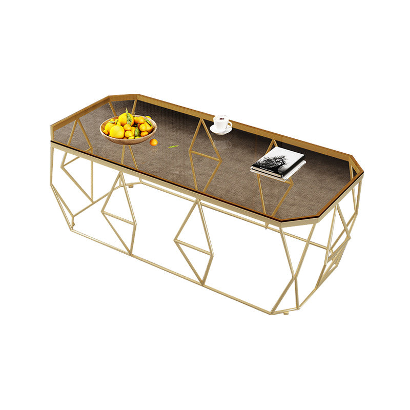 Modern Frame Coffee Table Rectangular Glass Top Cocktail Table for Living Room