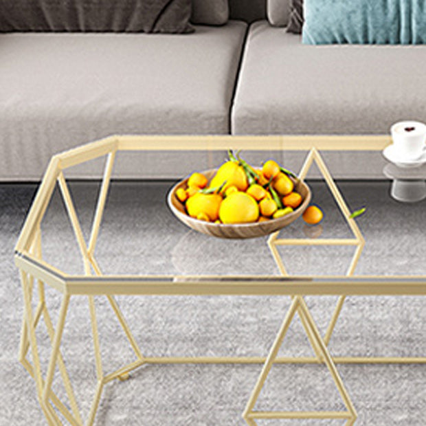 Modern Frame Coffee Table Rectangular Glass Top Cocktail Table for Living Room