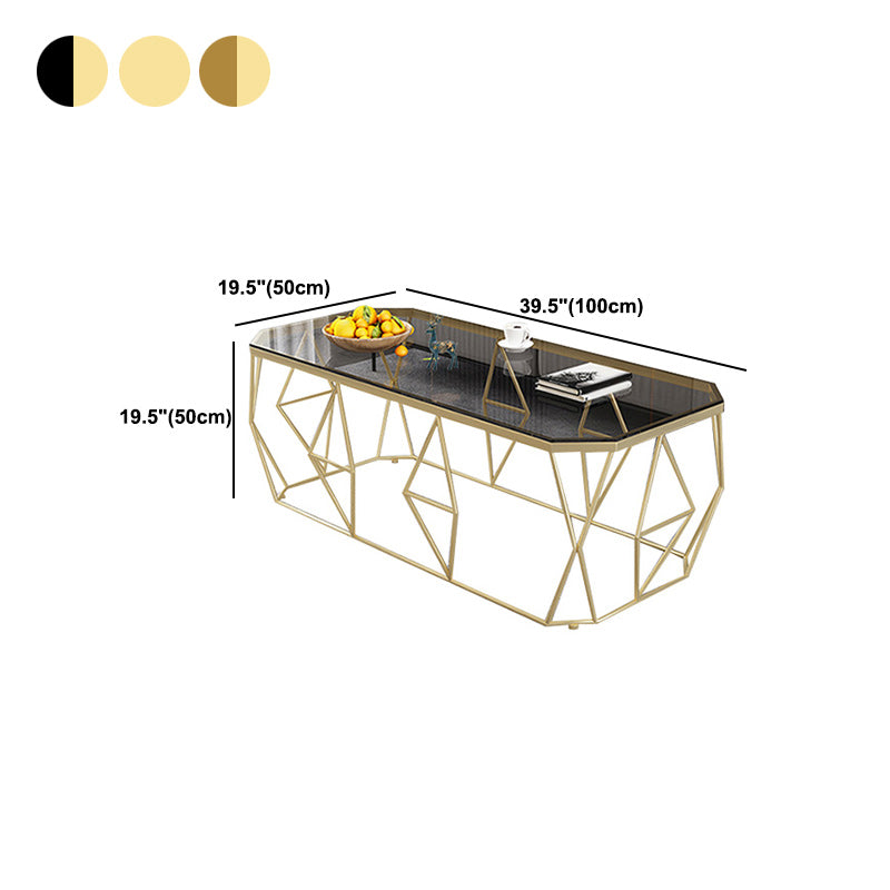 Modern Frame Coffee Table Rectangular Glass Top Cocktail Table for Living Room