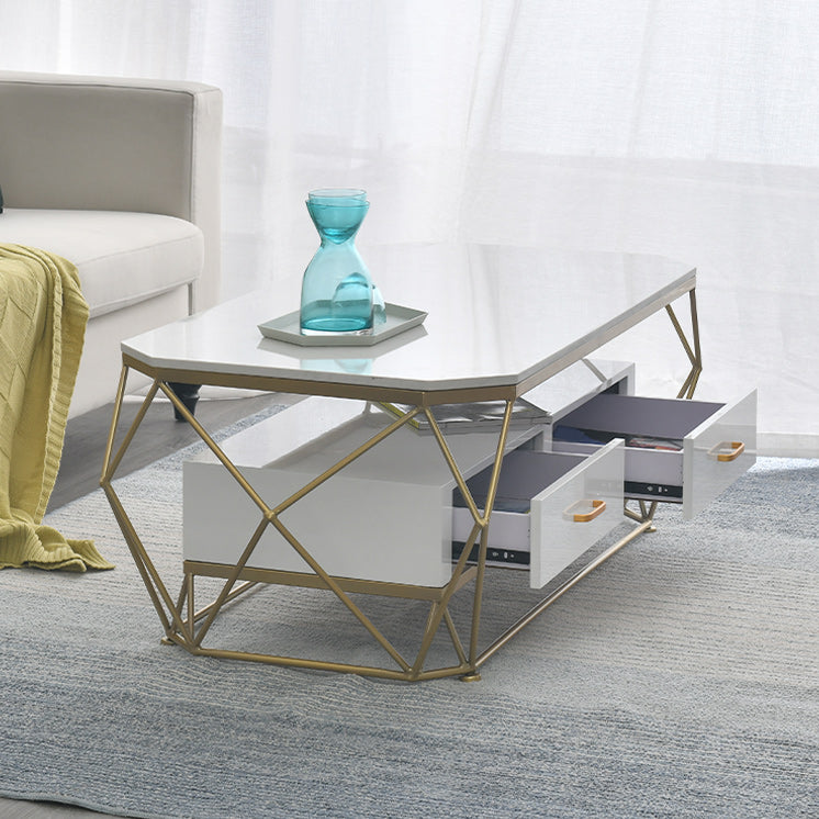 Modern Frame Coffee Table Rectangular Glass Top Coffee Cocktail Table for Home