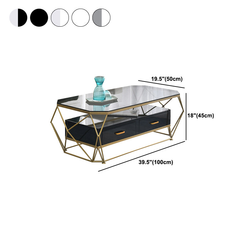 Modern Frame Coffee Table Rectangular Glass Top Coffee Cocktail Table for Home