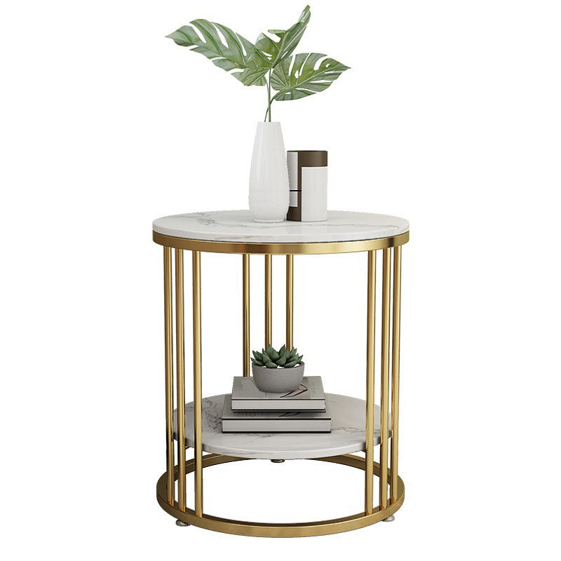 21.65" Tall Contemporary Side End Table Metal Frame Round Sofa Side Accent Table