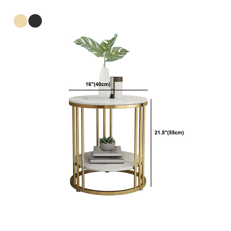 21.65" Tall Contemporary Side End Table Metal Frame Round Sofa Side Accent Table