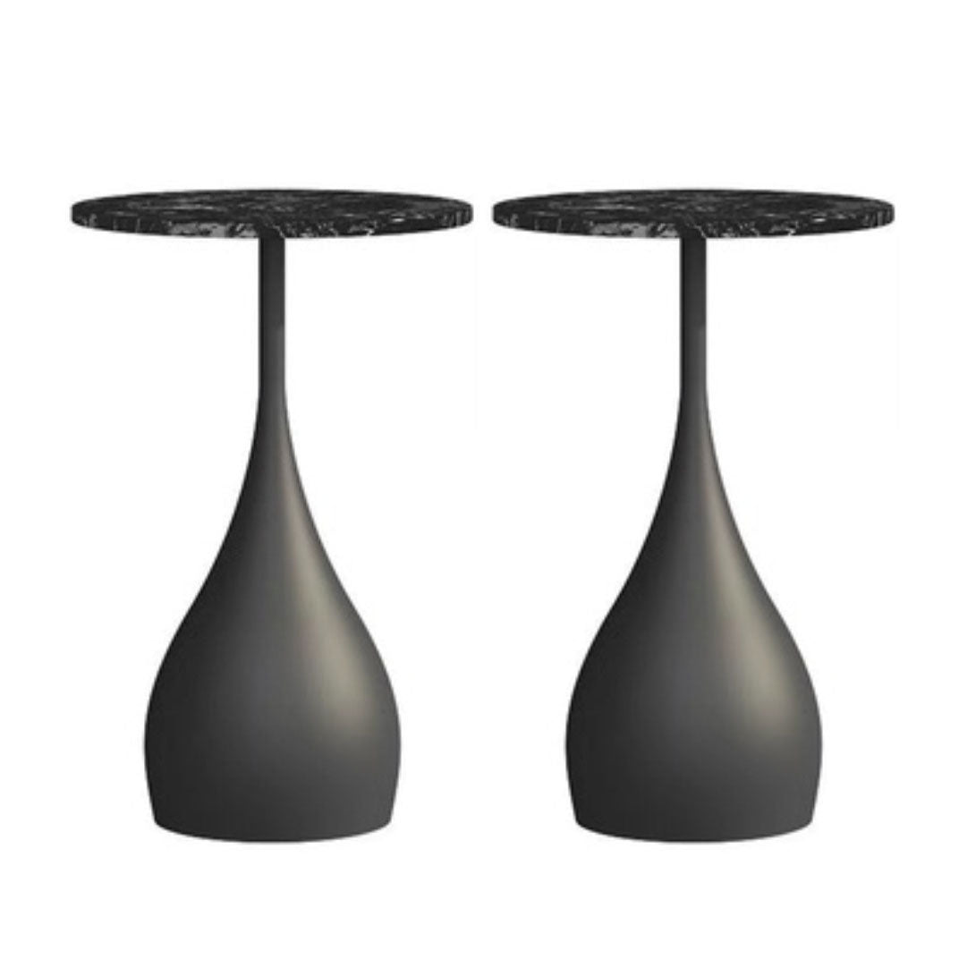 Contemporary Style Round Side End Table Metal Pedestal Sofa Side Accent Table