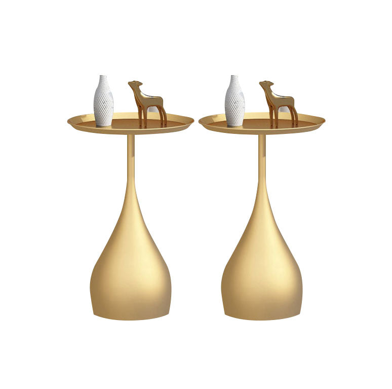 Contemporary Style Round Side End Table Metal Pedestal Sofa Side Accent Table