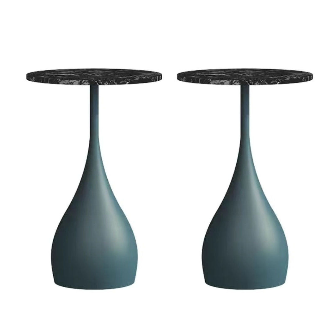 Contemporary Style Round Side End Table Metal Pedestal Sofa Side Accent Table