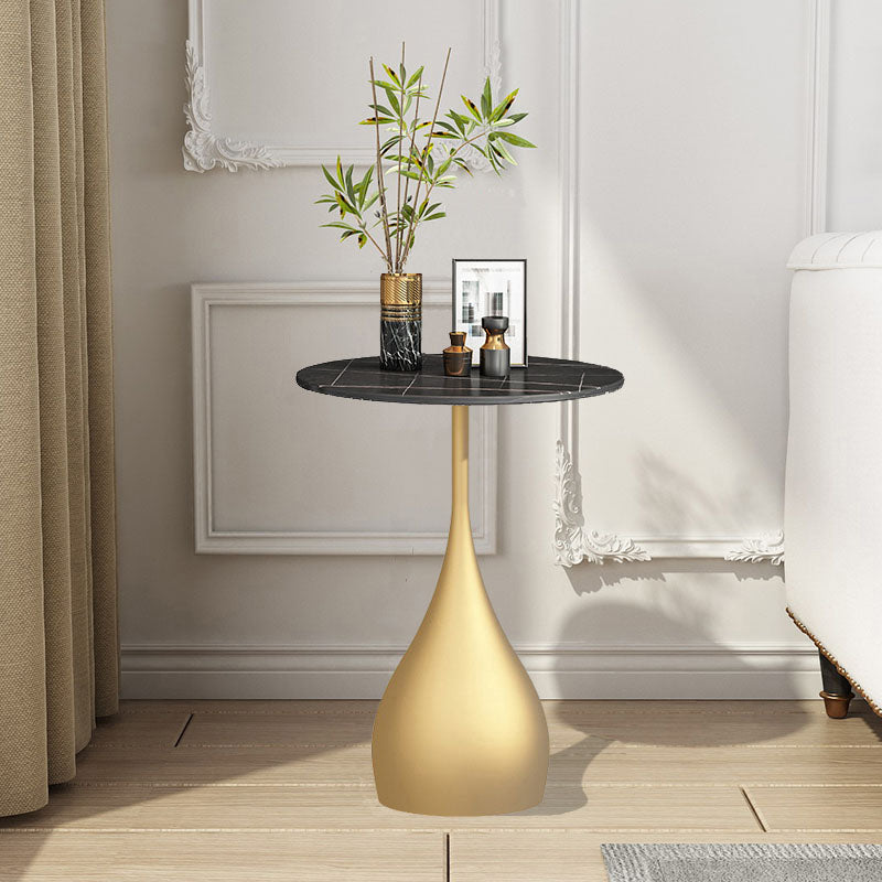 Contemporary Style Round Side End Table Metal Pedestal Sofa Side Accent Table