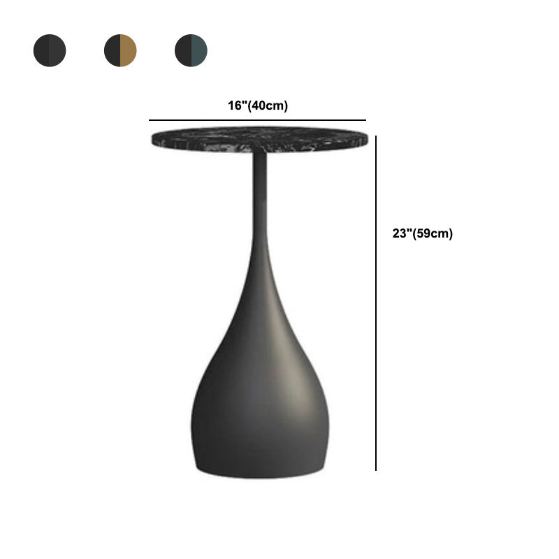 Contemporary Style Round Side End Table Metal Pedestal Sofa Side Accent Table