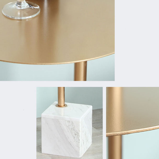 Metal Round Top Side Table 23.6" Tall Marble Pedestal End Table
