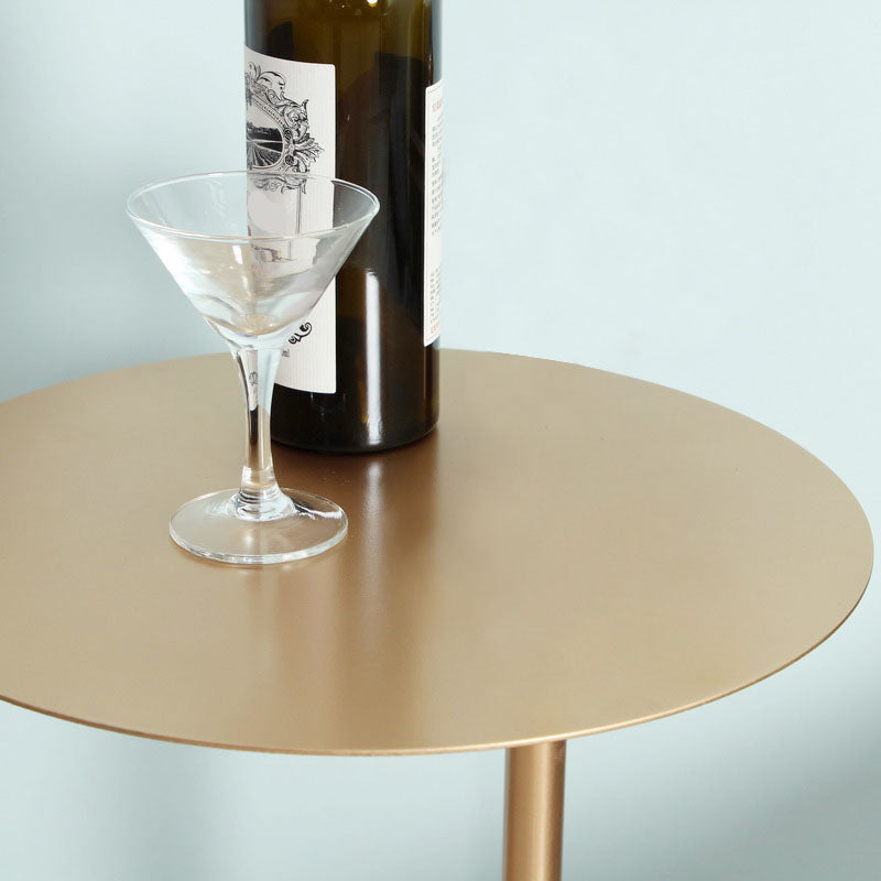 Metal Round Top Side Table 23.6" Tall Marble Pedestal End Table