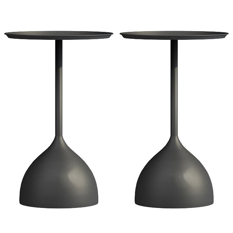 Mid-century Modern 24 " Tall Iron Pedestal End Table Round Tray Top Side Table