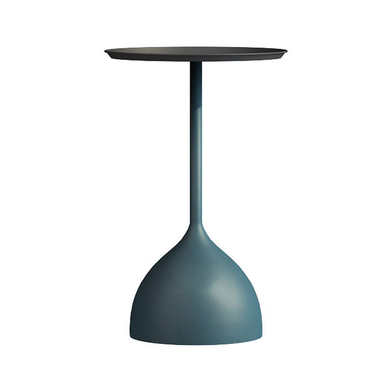 Mid-century Modern 24 " Tall Iron Pedestal End Table Round Tray Top Side Table