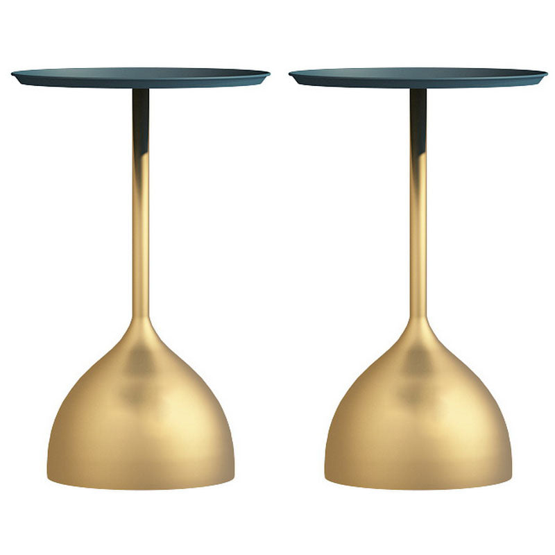 Mid-century Modern 24 " Tall Iron Pedestal End Table Round Tray Top Side Table