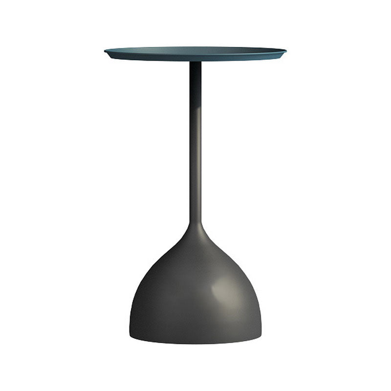 Mid-century Modern 24 " Tall Iron Pedestal End Table Round Tray Top Side Table