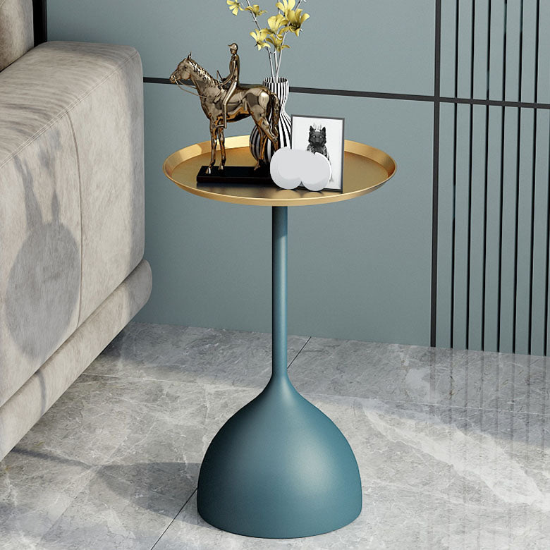 Mid-century Modern 24 " Tall Iron Pedestal End Table Round Tray Top Side Table