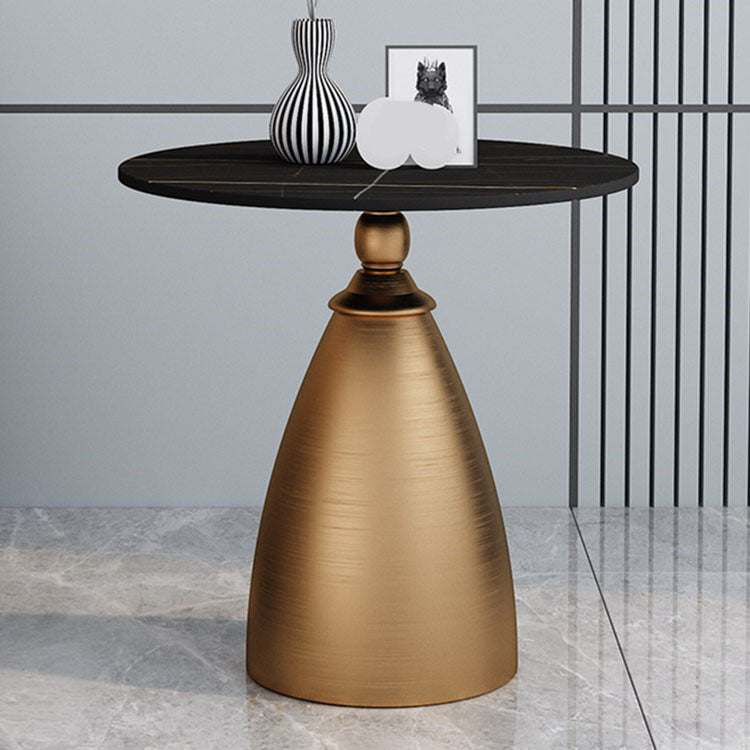 22.4" Tall Iron Pedestal End Table Modern Round Slate Top Side Table