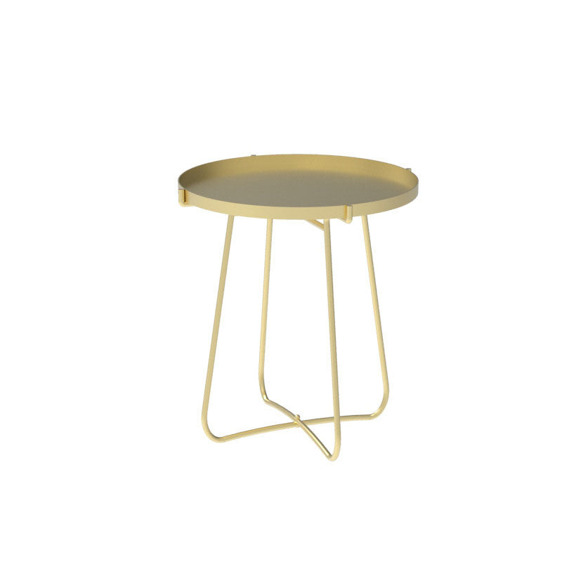 Round Tray Top Side Table 17.7" /21.6" Tall Iron Cross Legs End Table
