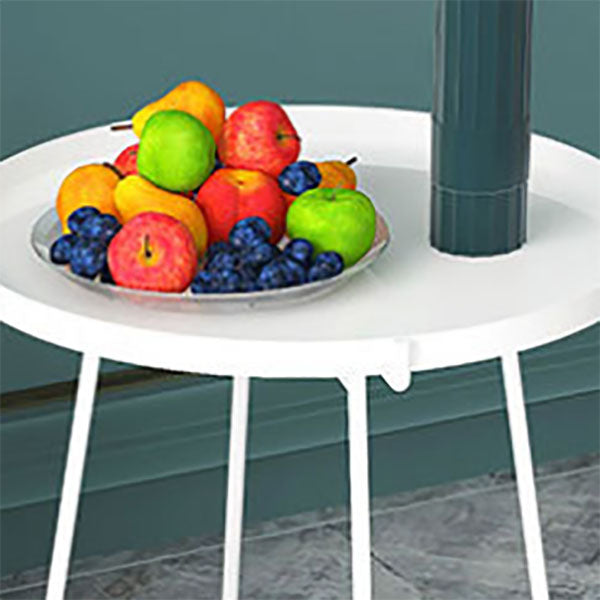 Round Tray Top Side Table 17.7" /21.6" Tall Iron Cross Legs End Table