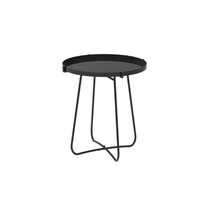 Round Tray Top Side Table 17.7" /21.6" Tall Iron Cross Legs End Table