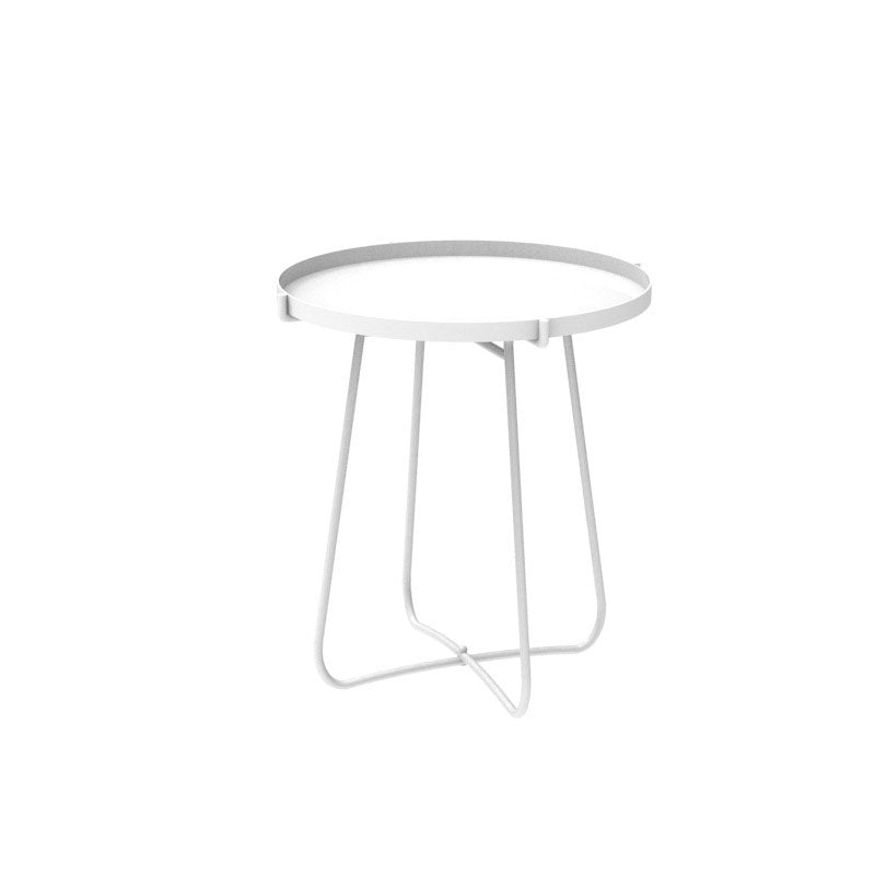 Round Tray Top Side Table 17.7" /21.6" Tall Iron Cross Legs End Table