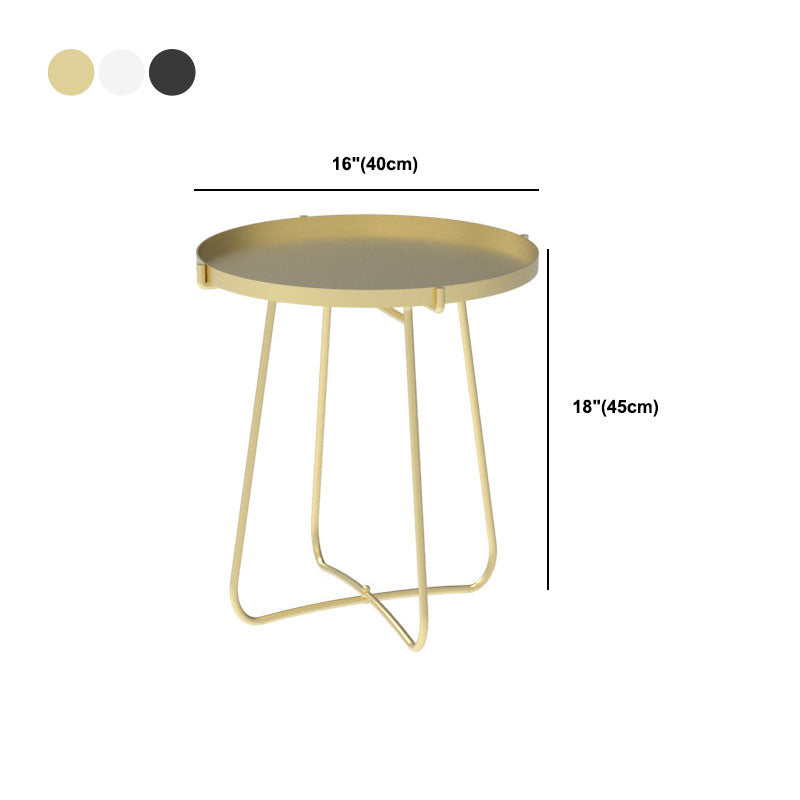 Round Tray Top Side Table 17.7" /21.6" Tall Iron Cross Legs End Table