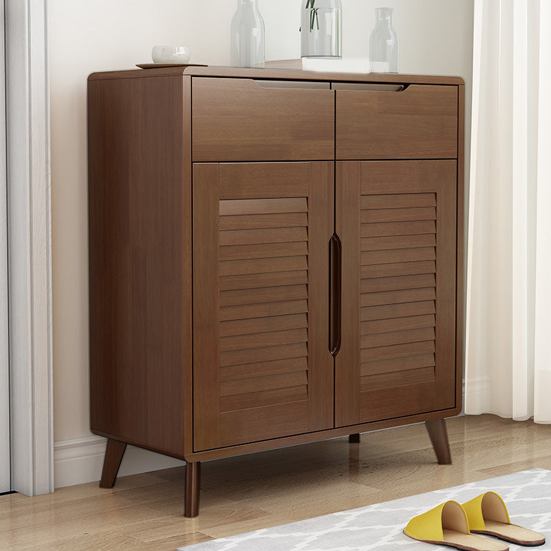 Contemporary Solid Wood Accent Cabinet with 2 Drawers and Doors