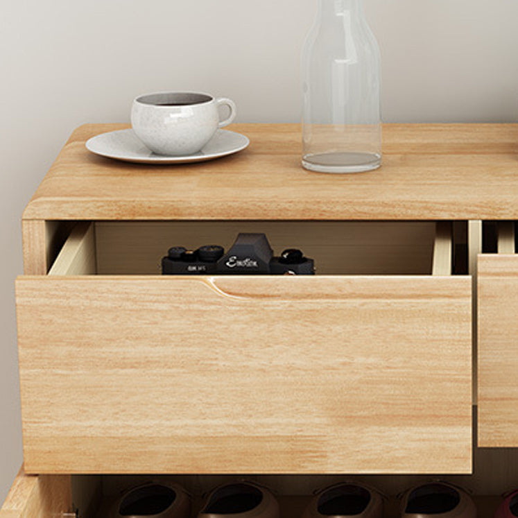 Contemporary Solid Wood Accent Cabinet with 2 Drawers and Doors