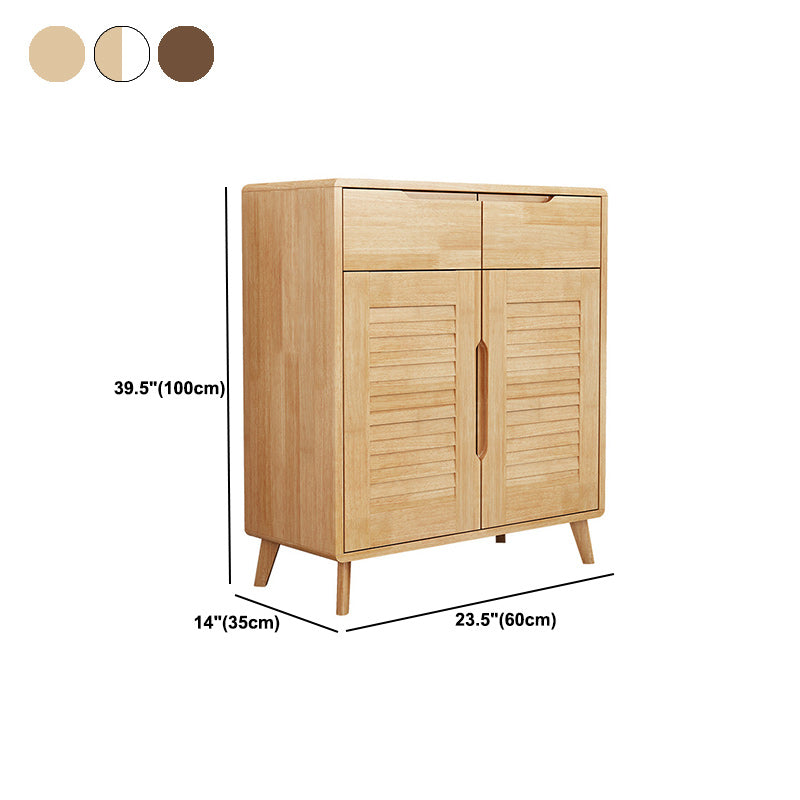 Contemporary Solid Wood Accent Cabinet with 2 Drawers and Doors