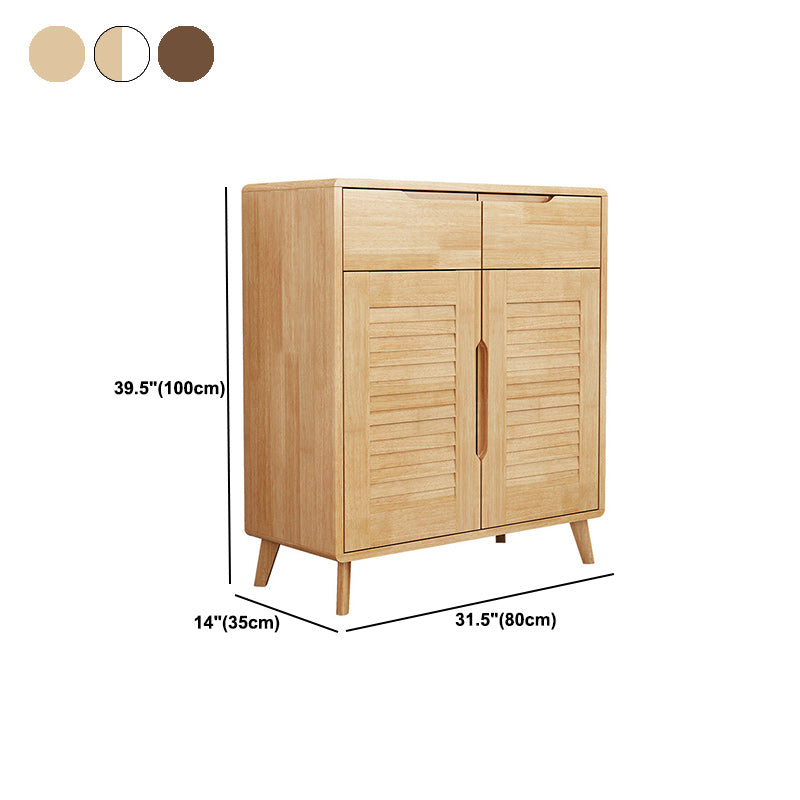Contemporary Solid Wood Accent Cabinet with 2 Drawers and Doors