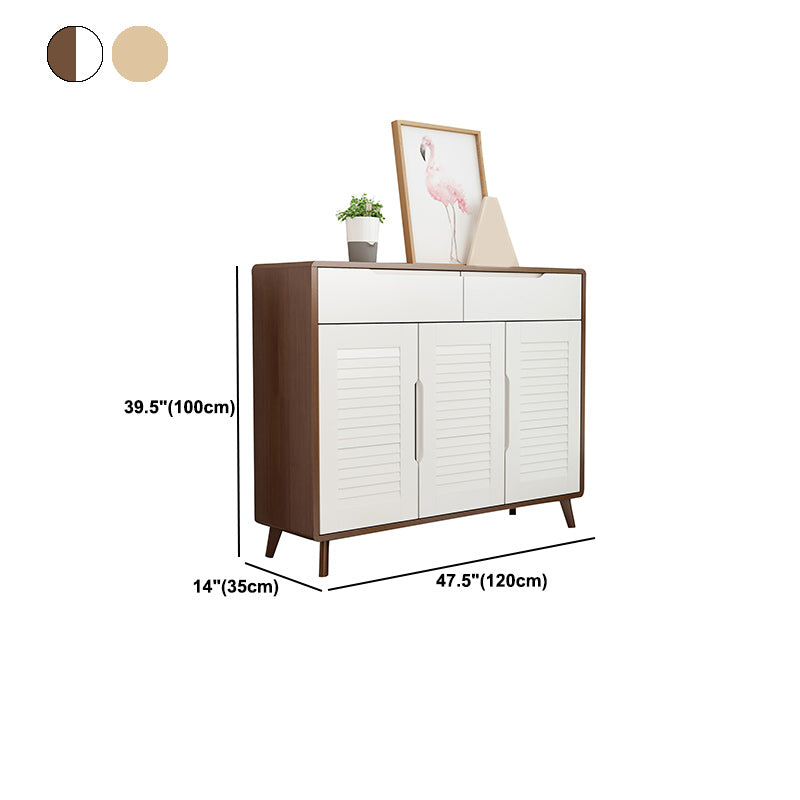 Contemporary Solid Wood Accent Cabinet with 2 Drawers and Doors