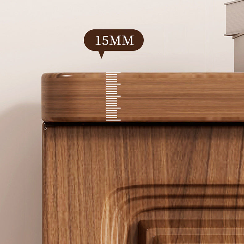 Mid-Century Modern Rectangle Accent Cabinet with Bun Feet and Drawers