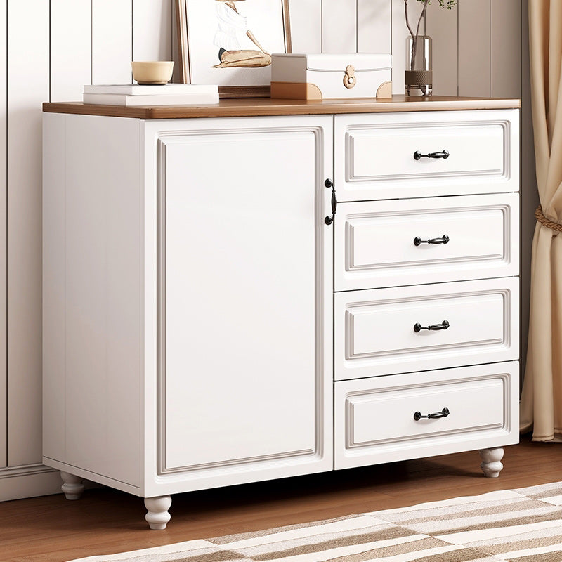 Mid-Century Modern Rectangle Accent Cabinet with Bun Feet and Drawers