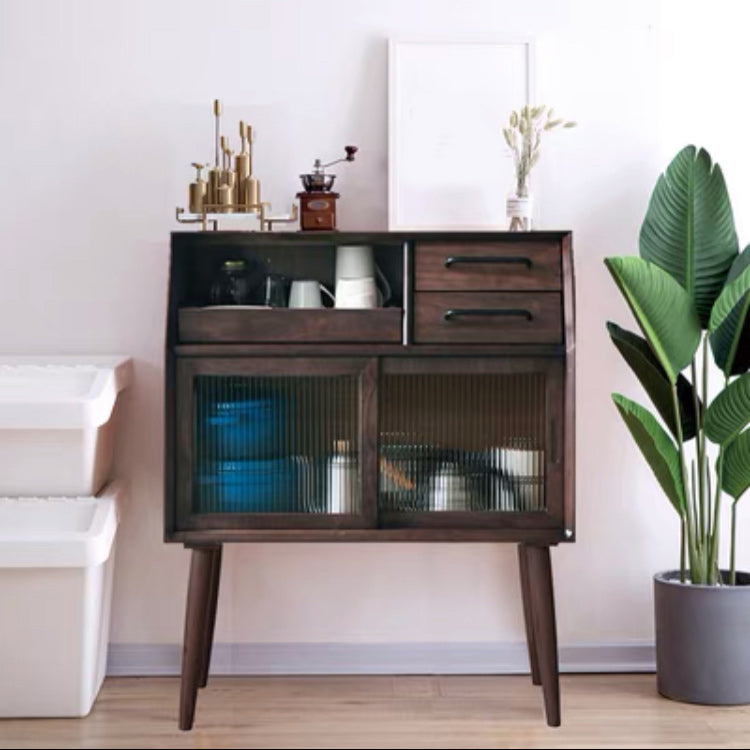 Mid-Century Modern Accent Cabinet with Glass Door and Shelf and 2 Drawers